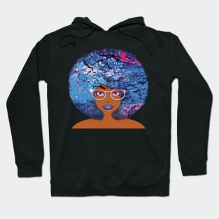 Galaxy Girl Blue Lava Afro Hoodie